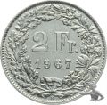 2 Franken 1967 B Stempelriss durch den Kranz, wertseitig