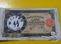 50 Lire Banca d italia 1938. Mit Occupation Stempel der Deutschen Wehrmacht Waffen SS 16W.