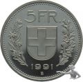 5 Franken 1991 B - seltenes TOPSTÜCK aus Original-Kursmünzensatz !!!
