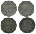 Grossbritannien 3 Pence 1890 &amp; 1900 Silber Viktoria