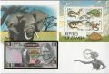 Banknotenbrief Zambia One Kwacha, Elefant, Adler