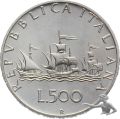 500 Lire 1958 Segelschiff Silber Top Stempelglanz aus Set!