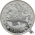Gibraltar 10 Pounds 1991 (14 ECU), Reiter nach links, Silber