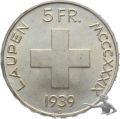 5 Franken 1939 - Schlacht bei Laupen Laupentaler Silber