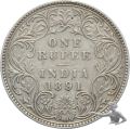 British India One Rupee 1891 Silber