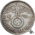 3. Reich 5 Mark 1936 - mit H a k e n k r e u z