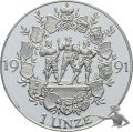 Switzerland 1291 1991 Rütlischwur - 1 Unze Feinsilber 999