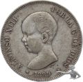 Spanien 5 Pesetas 1889 M PM Alfonso XIII