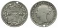 Grossbritannien 3 Pence 1873 mit kleinem Loch