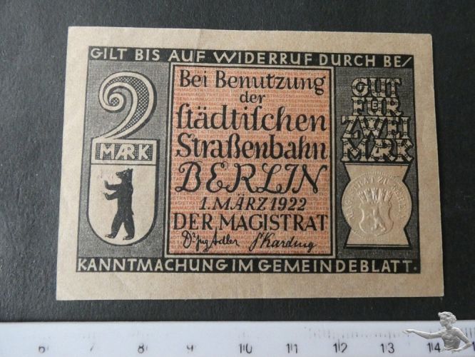 2 Mark Notgeld Deutsches Reich 1922 Berlin Strassenbahn