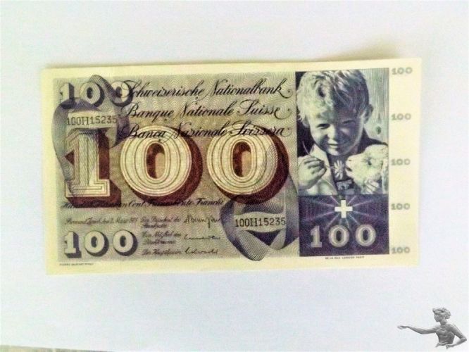 Schweizer Banknote 100 Franken St. Martin 1973 ungefalteten Zustand