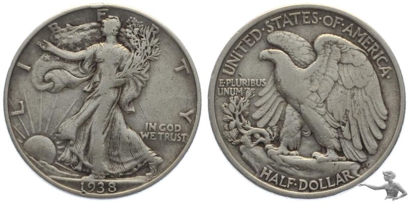 USA 1/2 Dollar 1938 Denver Eagle Silber