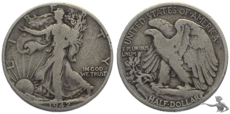 USA 1/2 Dollar 1942 Eagle Silber