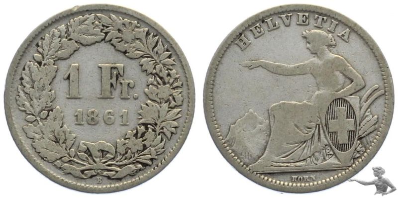 1 Franken 1861 B | Sitzende Helvetia