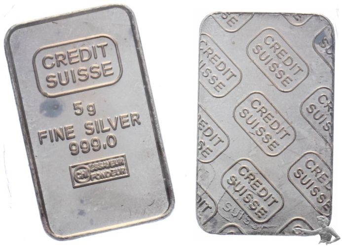 Silberbarren 5 Gramm Credit Suisse 999